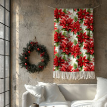 Vinterblommig filt röd poinsettia hempresent