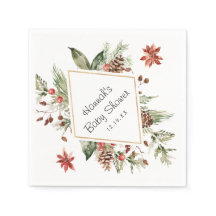 Vinterblommig grönska | Baby Shower Servetter
