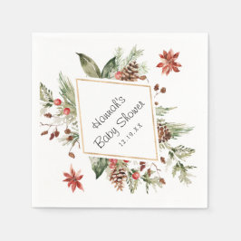 Vinterblommig grönska | Baby Shower Servetter