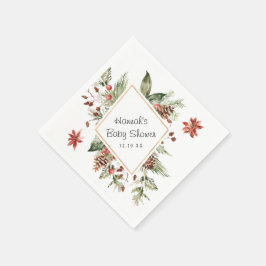 Vinterblommig grönska | Baby Shower Servetter