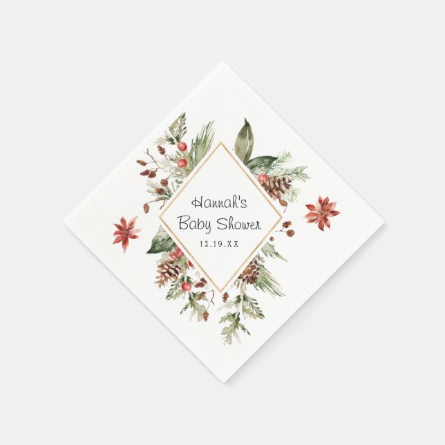 Vinterblommig grönska | Baby Shower Servetter (Hörn)