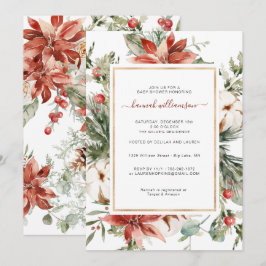 Vinterblommig grönska | Jul Baby Shower Inbjudningar