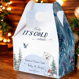 VinterBlommigt Baby Kall utanför Bear Red Bird Presentaskar