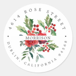 VinterBlommigt | Boho Botanisk Returadress Runt Klistermärke