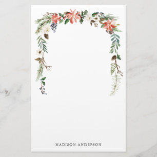 VinterBlommigt Helgdag för Personlig Brevpapper
