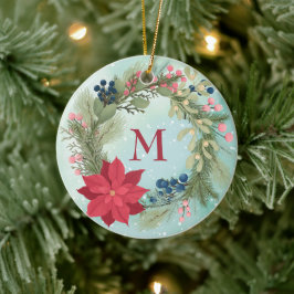 Vinterblommigt Rustit wandepoinsettia monogram Julgransprydnad Keramik