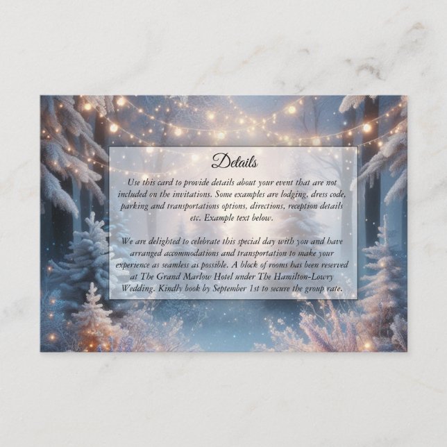 VinterBlommigtar i Frosted Gräs Bröllop Tilläggskort (Framsida)