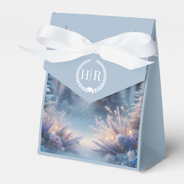 VinterBlommigtar i Frosted Gräs Presentaskar (Framsidan Sidan)