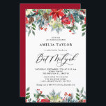 Vinterblommor Blommig Bat Mitzvah-inbjudan<br><div class="desc">Bjud in familj och vänner med denna anpassningsbara Bat Mitzvah-inbjudan. Den har akvarellgirlander av röda rosor,  vinterbär och julstjärnor med kotte och gröna accenter. Anpassa genom att lägga till namn,  datum,  tid,  plats och andra evenemangsuppgifter. Denna vinterblommiga inbjudan är perfekt för vinter-Bat Mitzvahs. Matchande artiklar finns tillgängliga.</div>