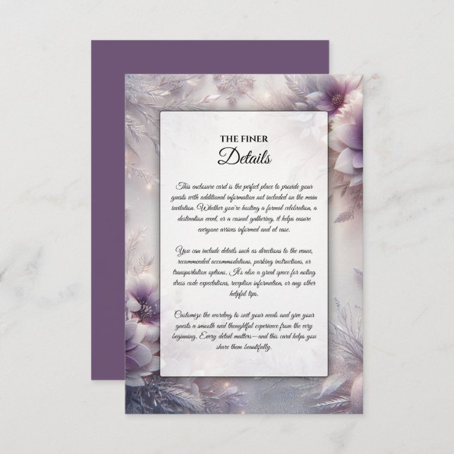 Vinterblommor från silver och Mjuka Ametyst Tilläggskort (Fram/baksida)