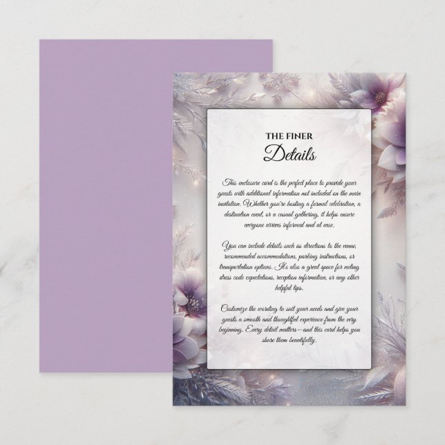 Vinterblommor från silver och Mjuka Ametyst Tilläggskort (Fram/baksida)