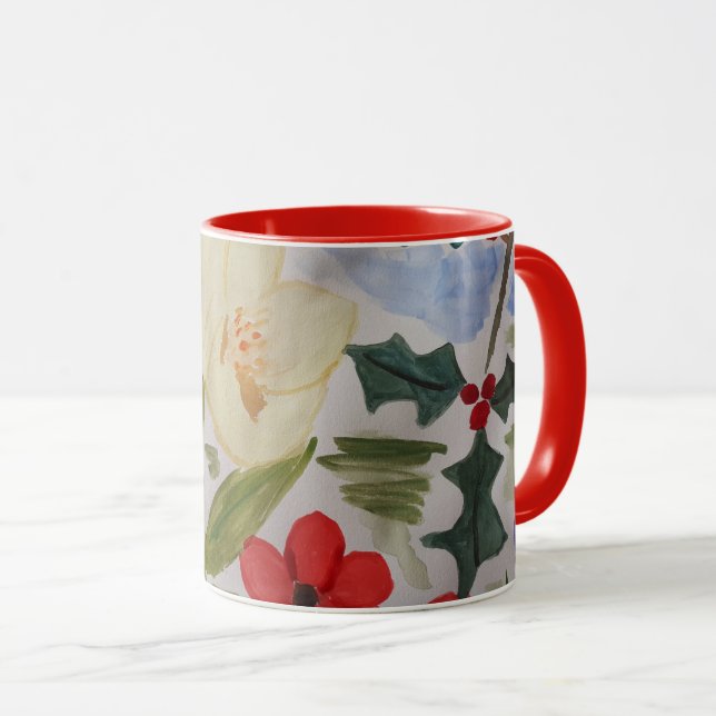 Vinterblommor & järnek mugg (Framsida höger)