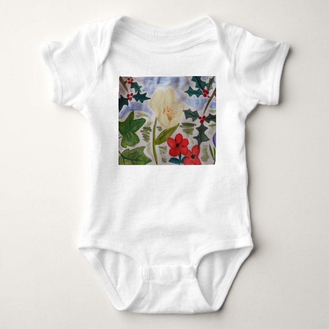 Vinterblommor & järnek t shirt (Framsida)