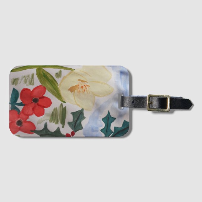 Vinterblommor & Julgransmärke för resväskor Bagagebricka (Framsida horisontal)