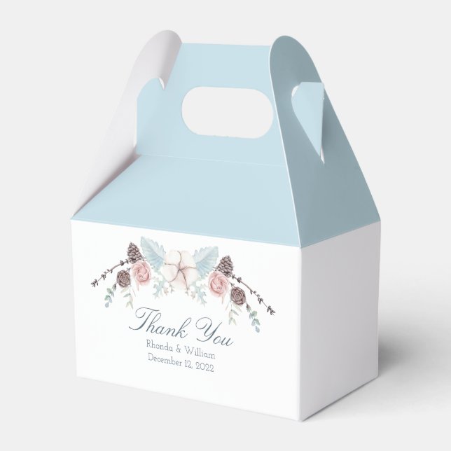 Vinterblommor och blad vattenfärg bröllop  presentaskar (Framsidan Sidan)