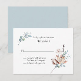 Vinterblommor och blad vattenfärg bröllop RSVP Inbjudningar