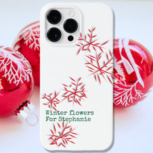 Vinterblommor röd vit fetiv typografi modern