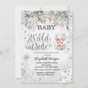 Vinterblommor Snöflingor Bebis Kära Bebis Baby Sho Inbjudningar