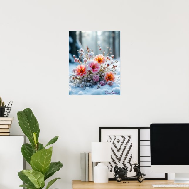 Vinterblomningar i snön – Lugn blomsterdoft Poster (Hemmakontoret)