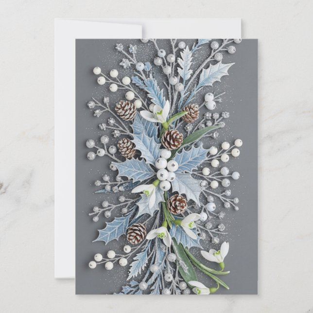 Vinterblomsterarrangemang med Frostad Vintervitsip Inbjudningar (Framsida)