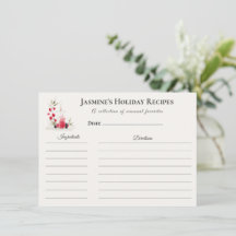 Vinterblomsterlig receptkort – Personlig juldekora