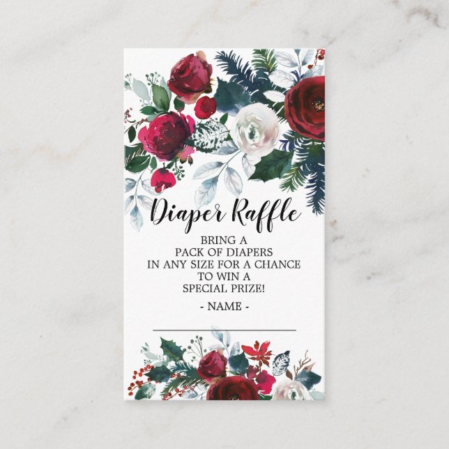 Vinterbloom Babyskare Diaper Raffle Biljett Tilläggskort (Framsida)