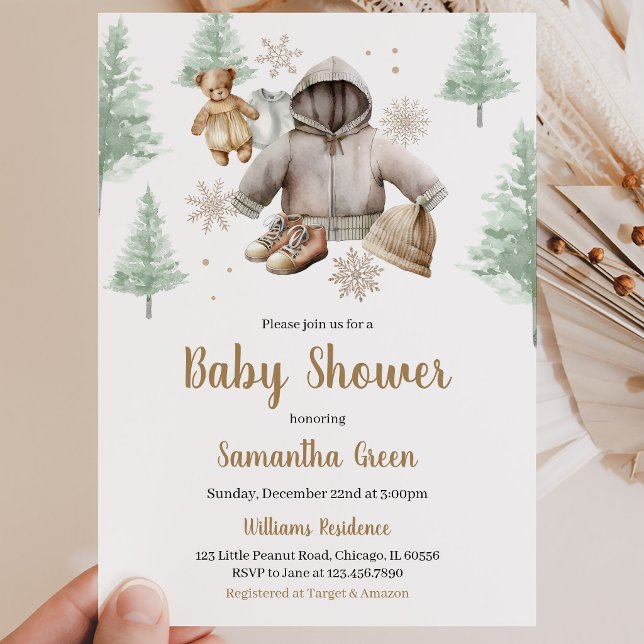 Vinterboho babykläder baby shower inbjudningar (Skapare uppladdad)