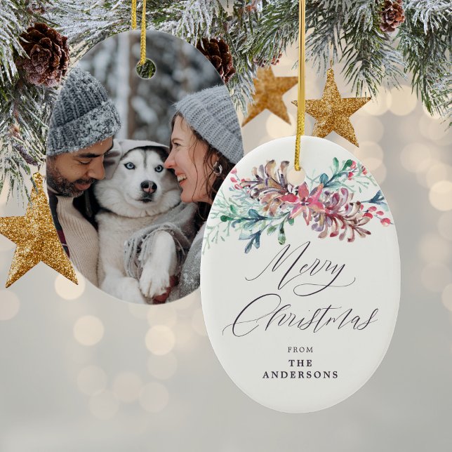 Vinterbotanicals Beige Photo Merry jul Julgransprydnad Keramik (Mockup View)