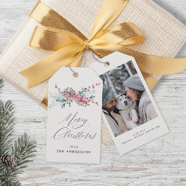 Vinterbotanicals Beige Photo Merry jul Presentetikett