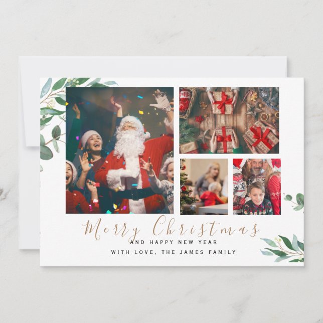 Vinterbotaniker Elegant 4 Bilder jul Julkort (Framsida)