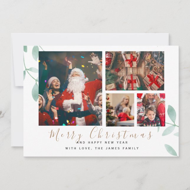 Vinterbotaniker Elegant 4 Bilder Jullhus Julkort (Framsida)