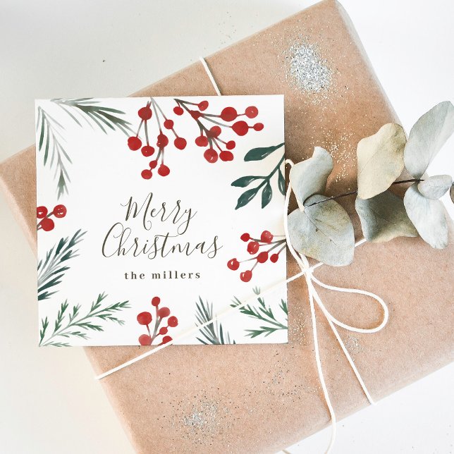 Vinterbotaniker Elegant Helgdag jul Fyrkantigt Visitkort (Skapare uppladdad)