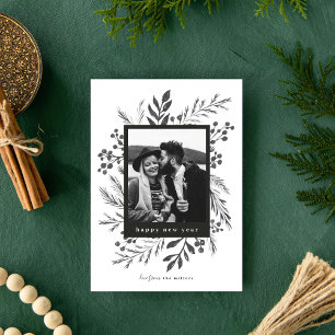 Vinterbotaniker Jul Photo Black and White Julkort