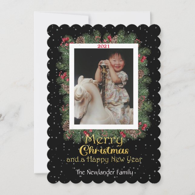 Vinterbotaniker och Snöflingor Photo Julkort (Framsida)