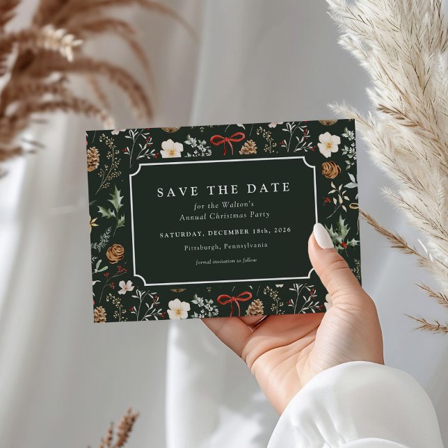 Vinterbotanisk julafton Spara datumet Helg Vykort (Skapare uppladdad)