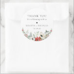 Vinterbotaniska Blommigten Bröllop Tack Runt Klistermärke<br><div class="desc">Elegant Watercolor Winter Botanical blommigt arrangemang,  personlig bröllopsförmån tack vare ditt klistermärke.</div>