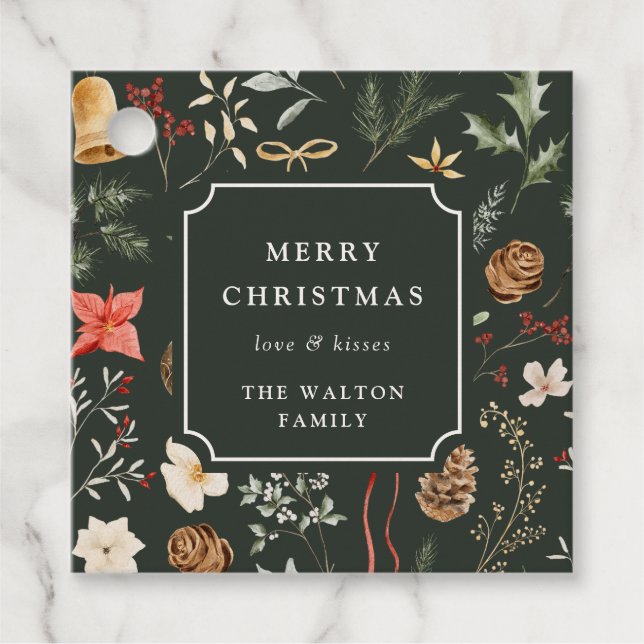 Vinterbotaniska julafton Party Gåvor Etiketter (Framsida)