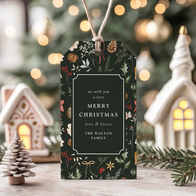 Vinterbotaniska julafton Party Presentetikett (Skapare uppladdad)