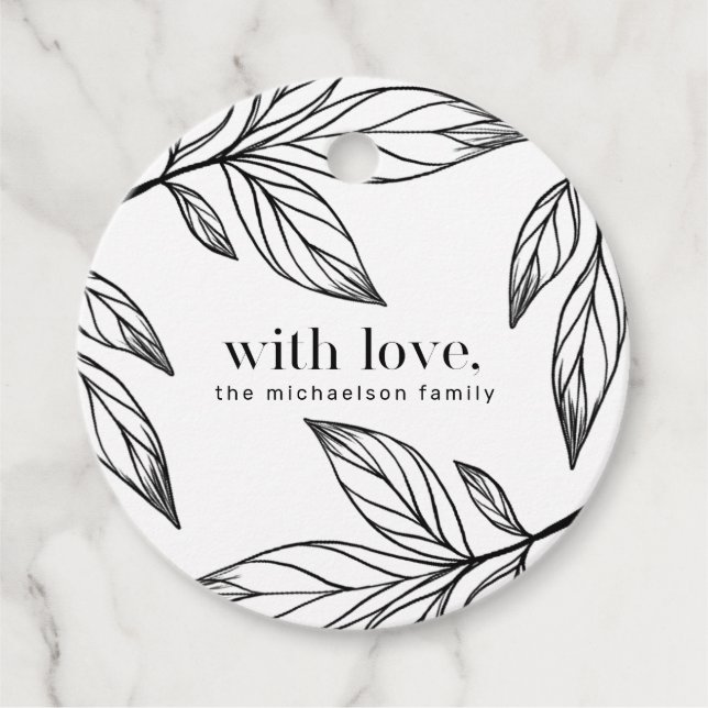 Vinterbotaniska med Kärlek och Namn Helgdag Gåvor Etiketter (Framsida)