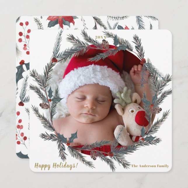 Vinterbotaniskt Helgdag för andningsfoto för Gräs  Inbjudningar (Fram/baksida)