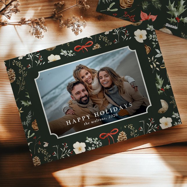 Vinterbotaniskt julfoto julkort (Skapare uppladdad)