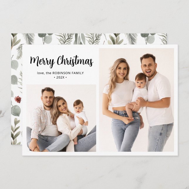 Vinterbotaniskt skript 2 Photo Collage-jul Julkort (Fram/baksida)