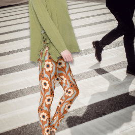 Vinterbrända Orange Äggblommor Leggings