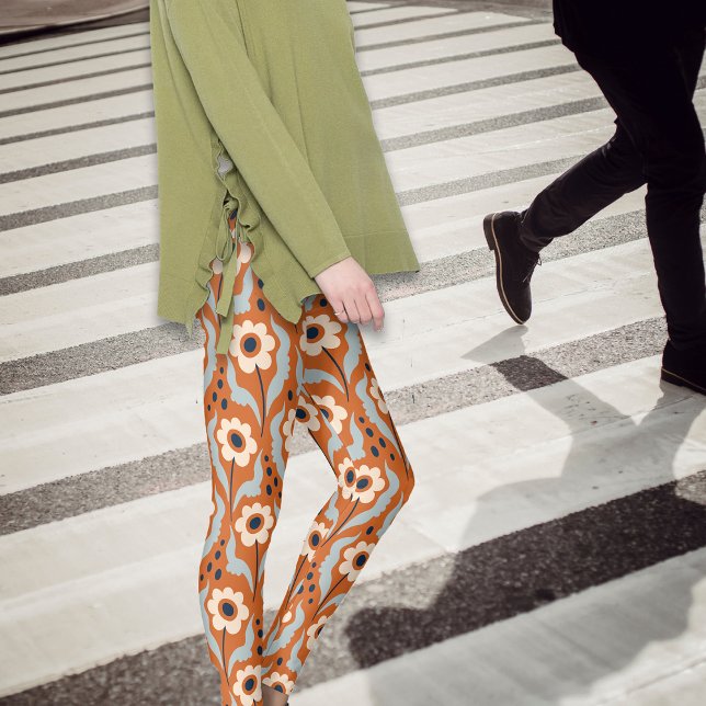 Vinterbrända Orange Äggblommor Leggings (Skapare uppladdad)