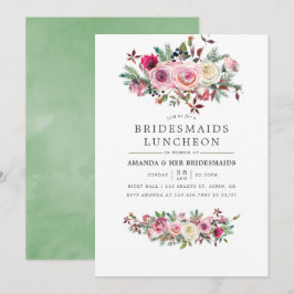 Vinterbröllop Brudtärnor Lunchen Blommig Inbjudan