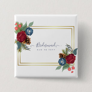 Vinterbröllop Burgundy Teal Blue Modern Knapp
