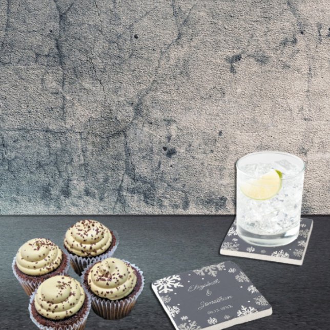 Vinterbröllop för marinblå Snöflingor Stenunderlägg (Skapare uppladdad)