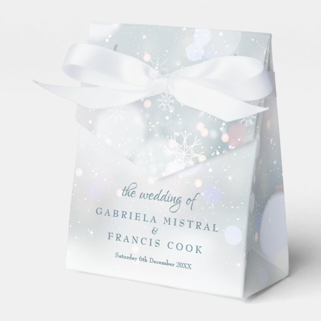 Vinterbröllop Första Snöflingor Favorit Ask Presentaskar (Framsidan Sidan)