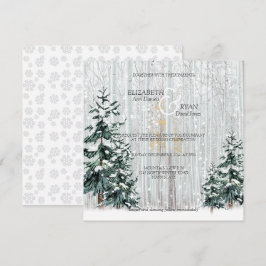 Vinterbröllop Glitter Snöflingor Tallar Inbjudningar