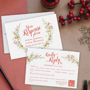 Vinterbröllop jul - blommigt krandkonst QR OSA Kort